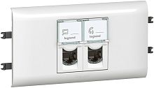 Розетка компьютерная UTP Legrand Mosaic для кабель-канала DLP 2-м. 2 мод. RJ45 5e белый картинка